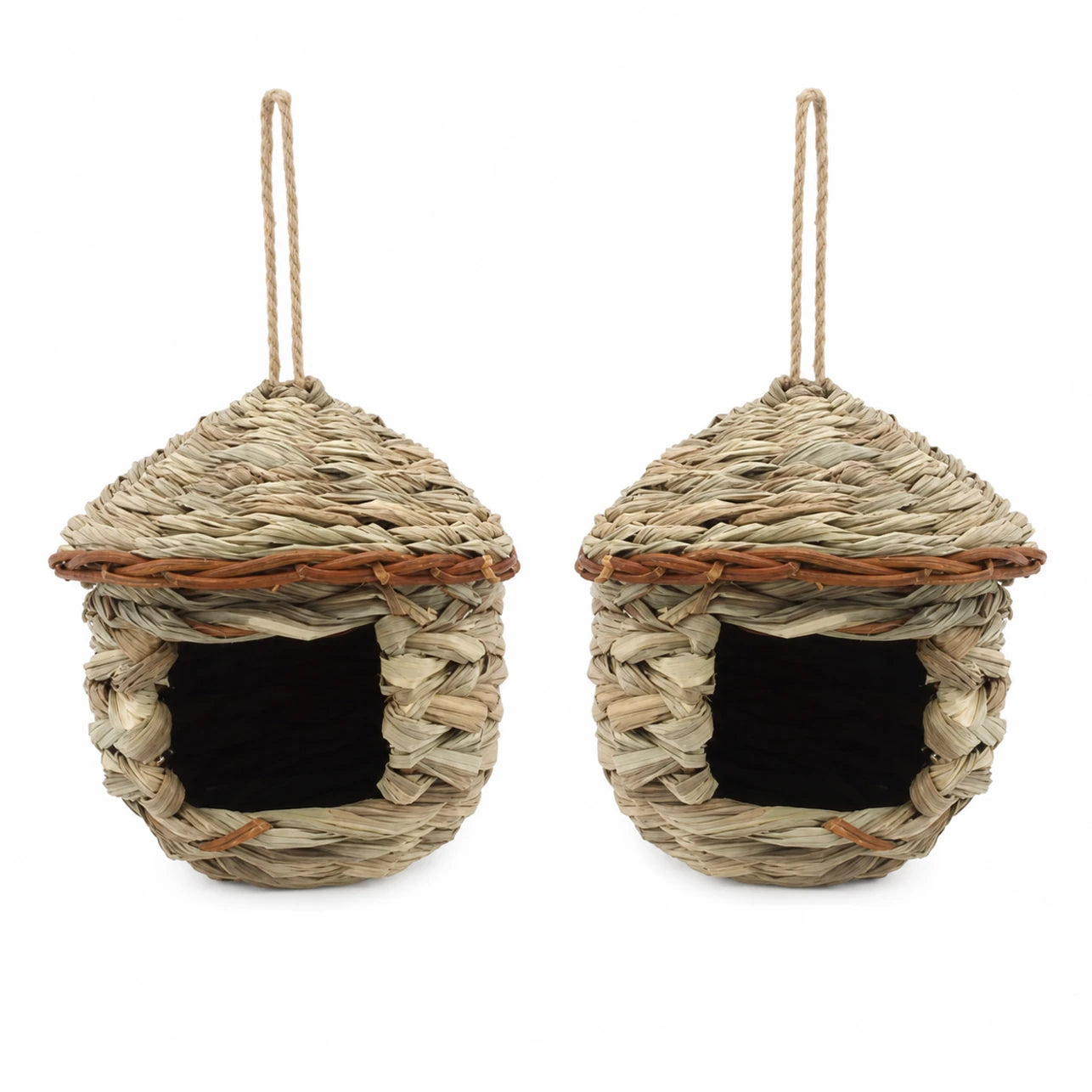 Set of 2 birdhouses hanging beige size 15 × 15 cm — photo 3