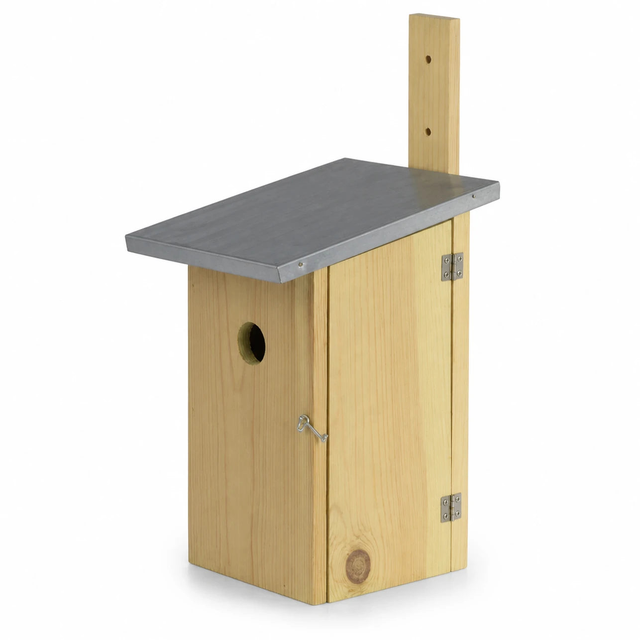 Birdhouse observation in wood with zinc roof blue size 22 × 17 × 39 cm — photo 3