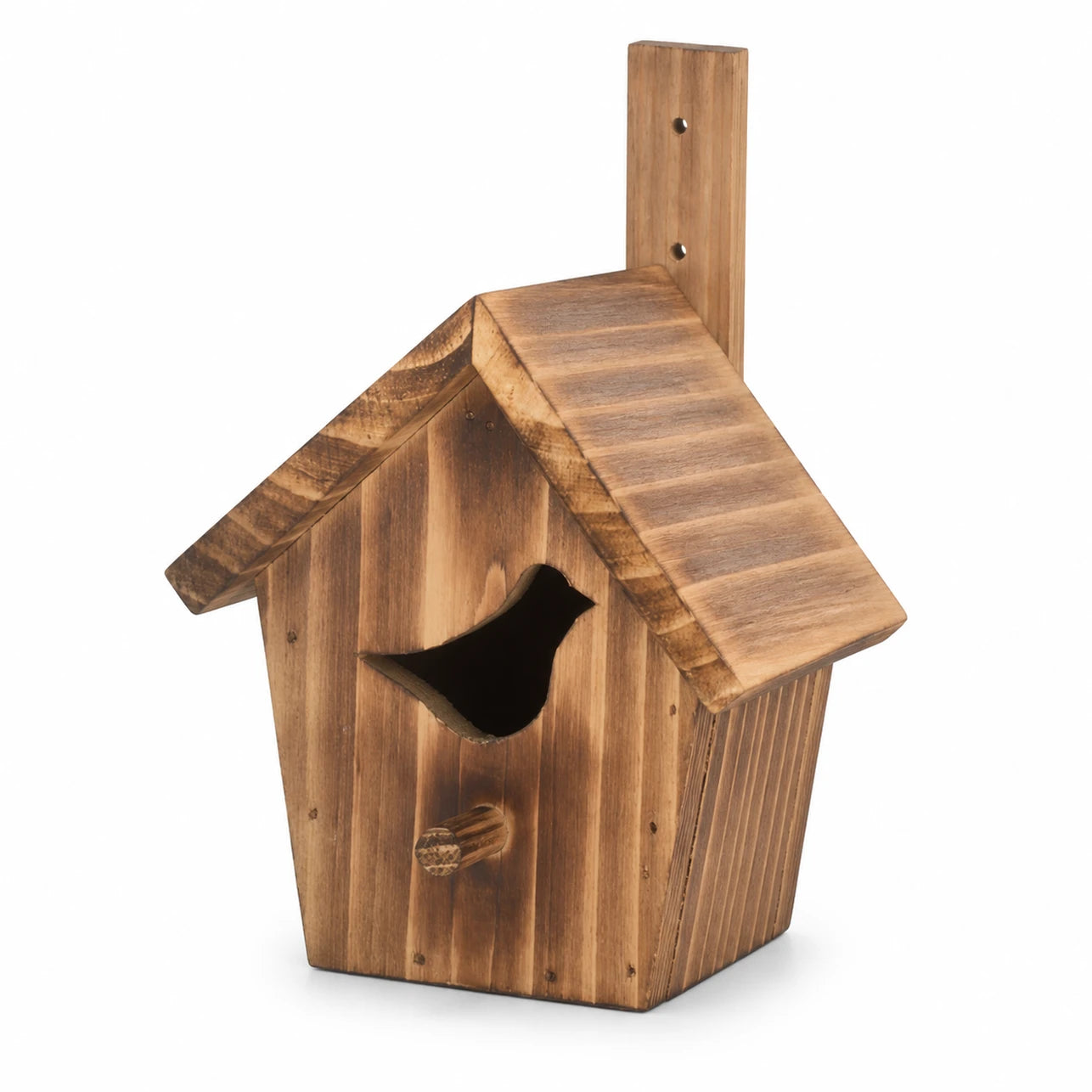 Birdhouse in burnt wood with entrance wide — photo 3
