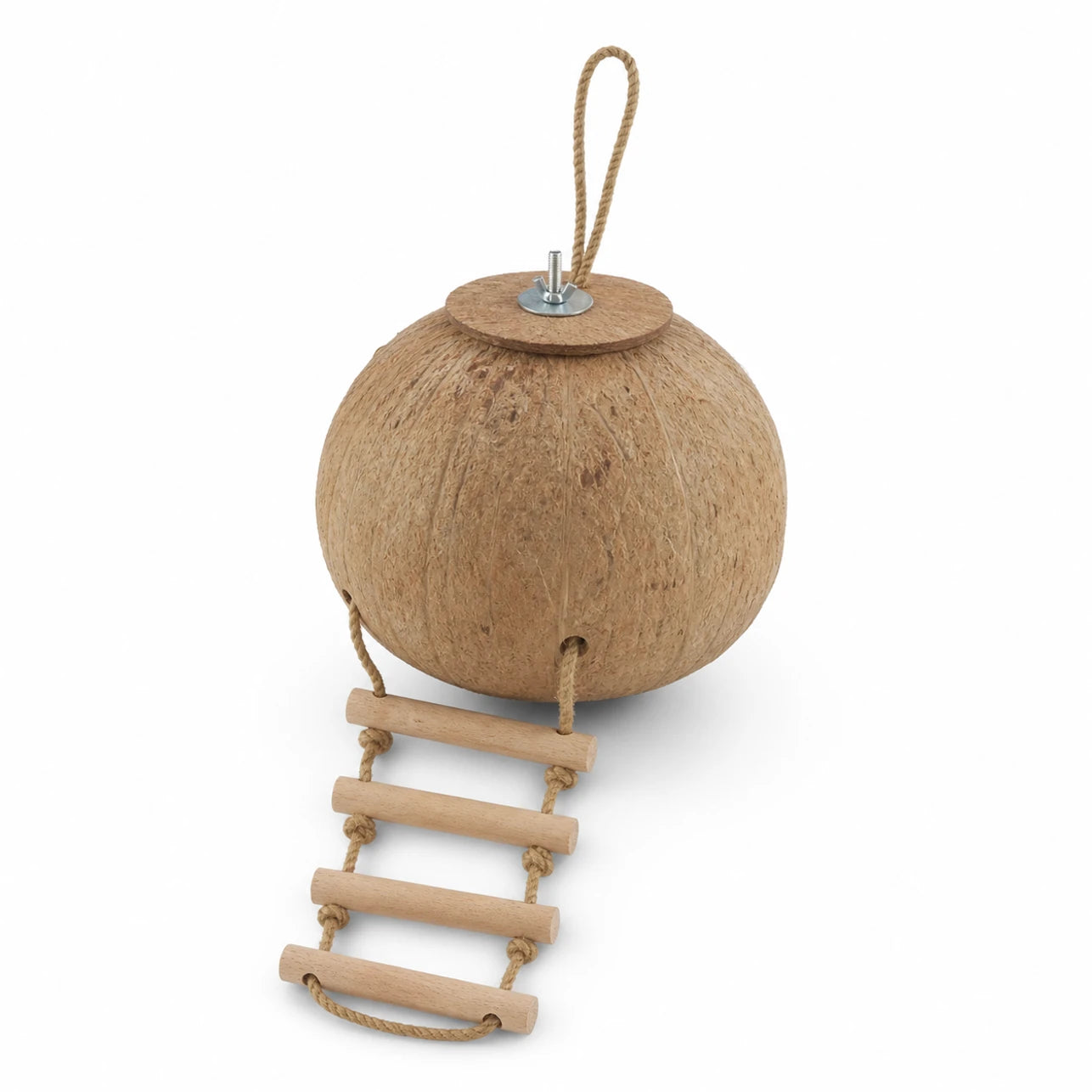Birdhouse hanging in coconut shell with swing — photo 3