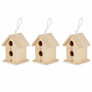 Set of 3 birdhouses in wood beige — photo 3