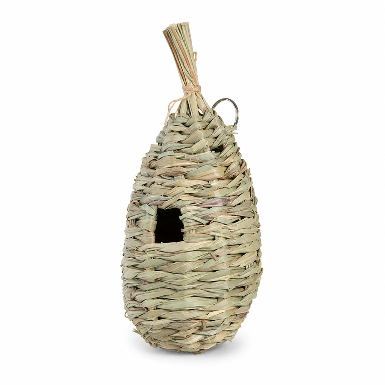 Birdhouse in wood and seagrass blue size 11,8 × 11,8 × 28,8 cm — photo 3