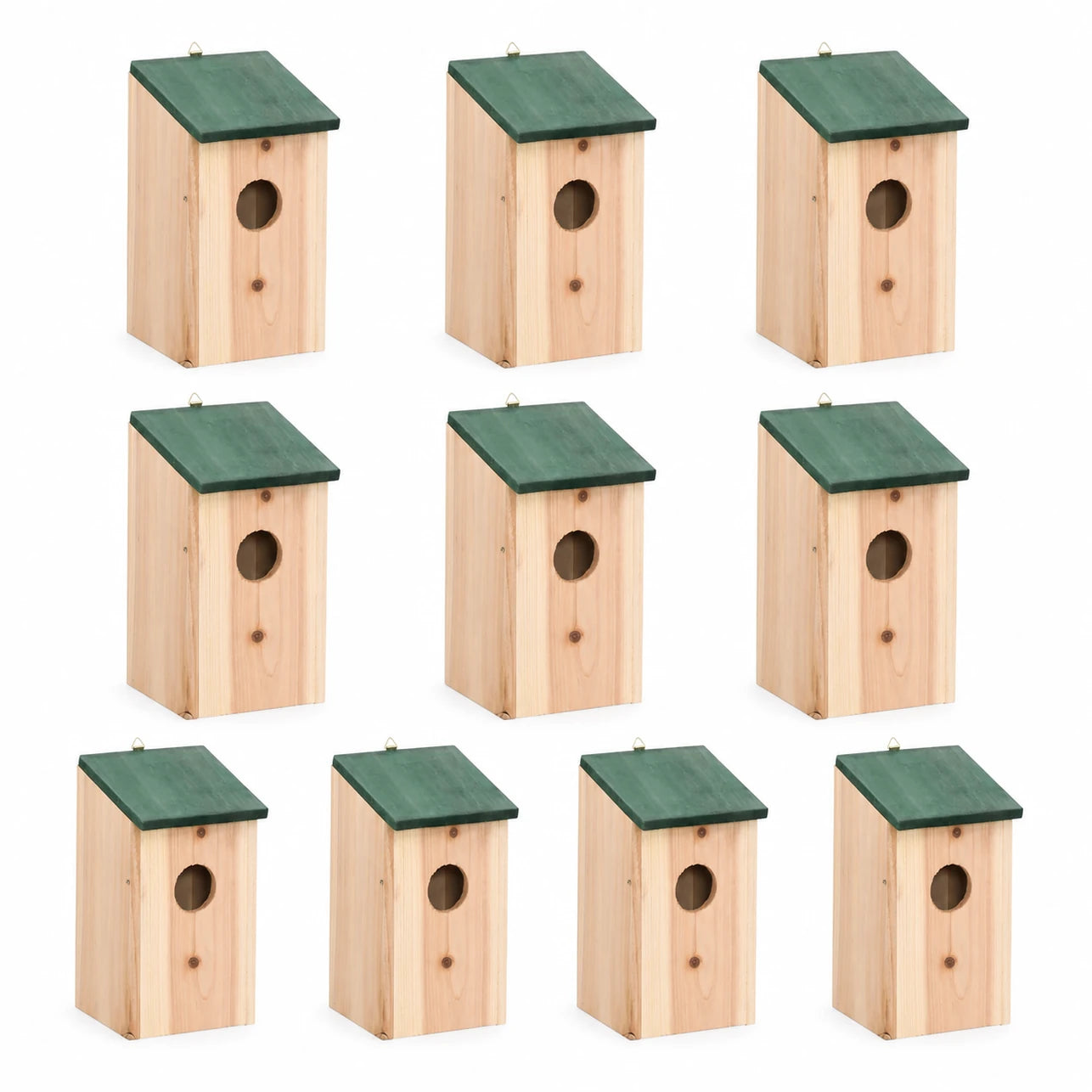 Set of 10 birdhouses in fir green size 12 × 12 × 22 cm — photo 3