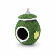 Birdhouse hanging in fibres green with pattern floral — photo 3