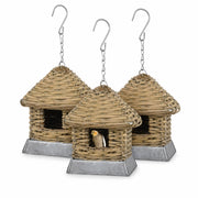 Set of 3 birdhouses hanging in willow with roof conical — photo 3