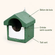 Birdhouse semi-open compact in wood concrete — photo 4
