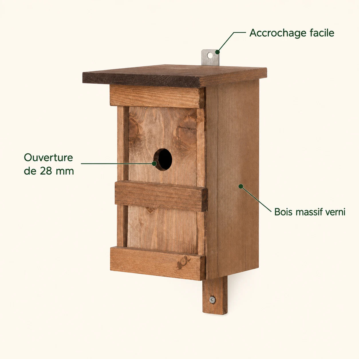Birdhouse in wood solid varnished — photo 4