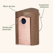 Birdhouse rounded hanging in wood concrete 45 mm — photo 4