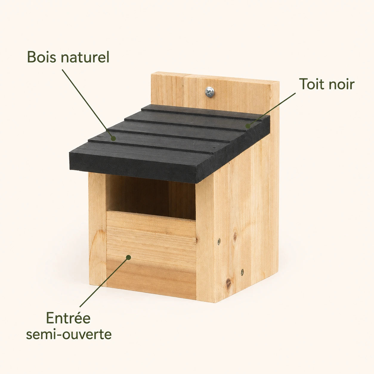 Birdhouse semi-open with roof black — photo 4