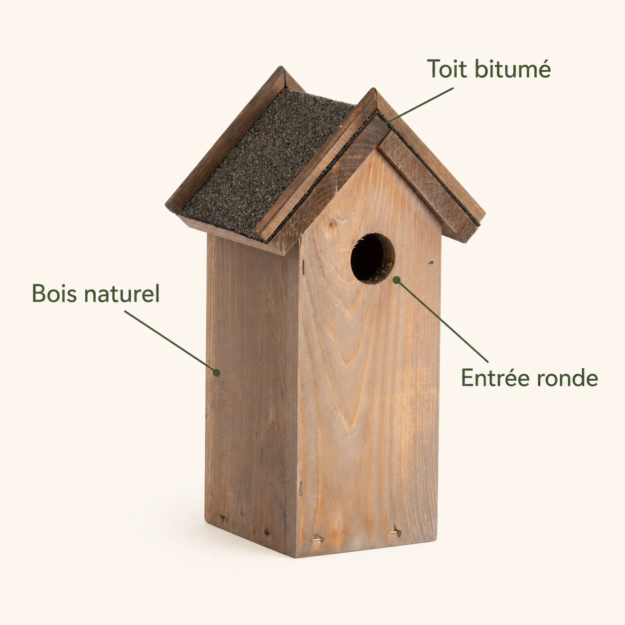 Birdhouse slender brown with double bitumen roof — photo 4