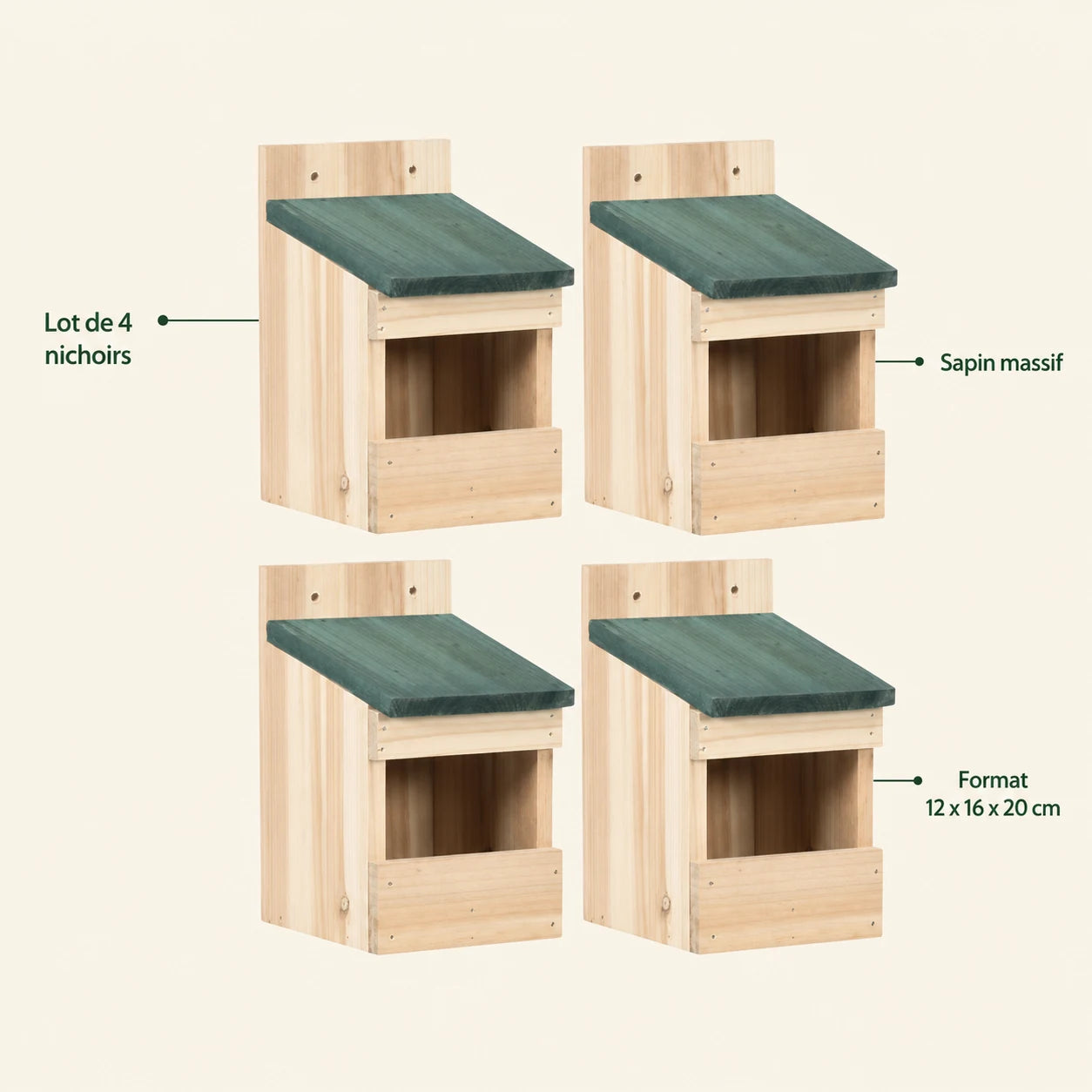 Set of 4 birdhouses in fir solid — photo 4