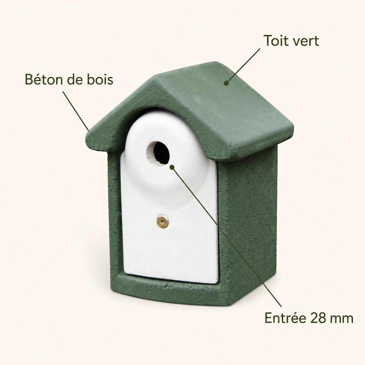 Birdhouse green in wood concrete 28 mm — photo 4