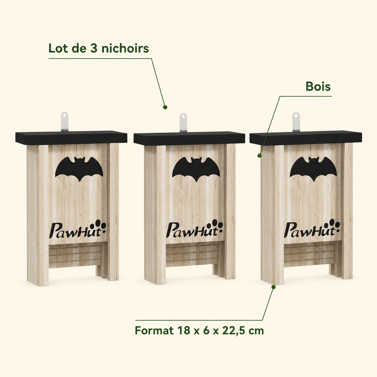 Set of 3 birdhouses with bats — photo 4