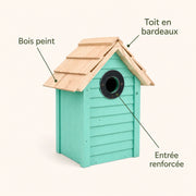 Birdhouse green with roof of shingles — photo 4