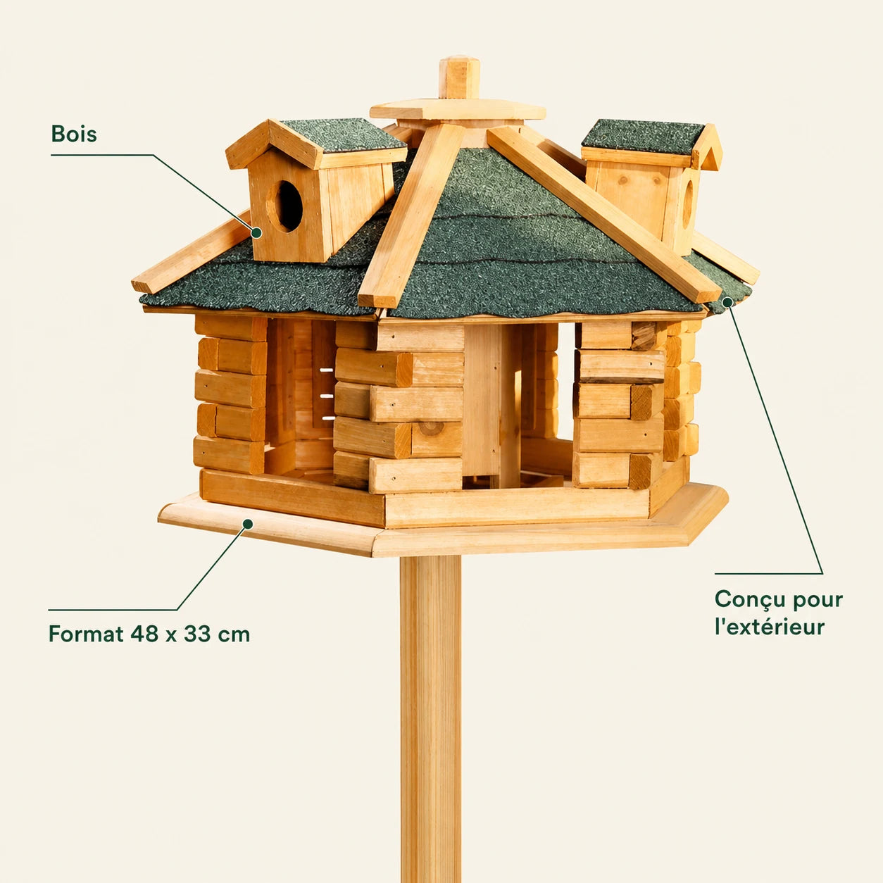 Birdhouse hexagonal with roof in shingles of bitumen — photo 4