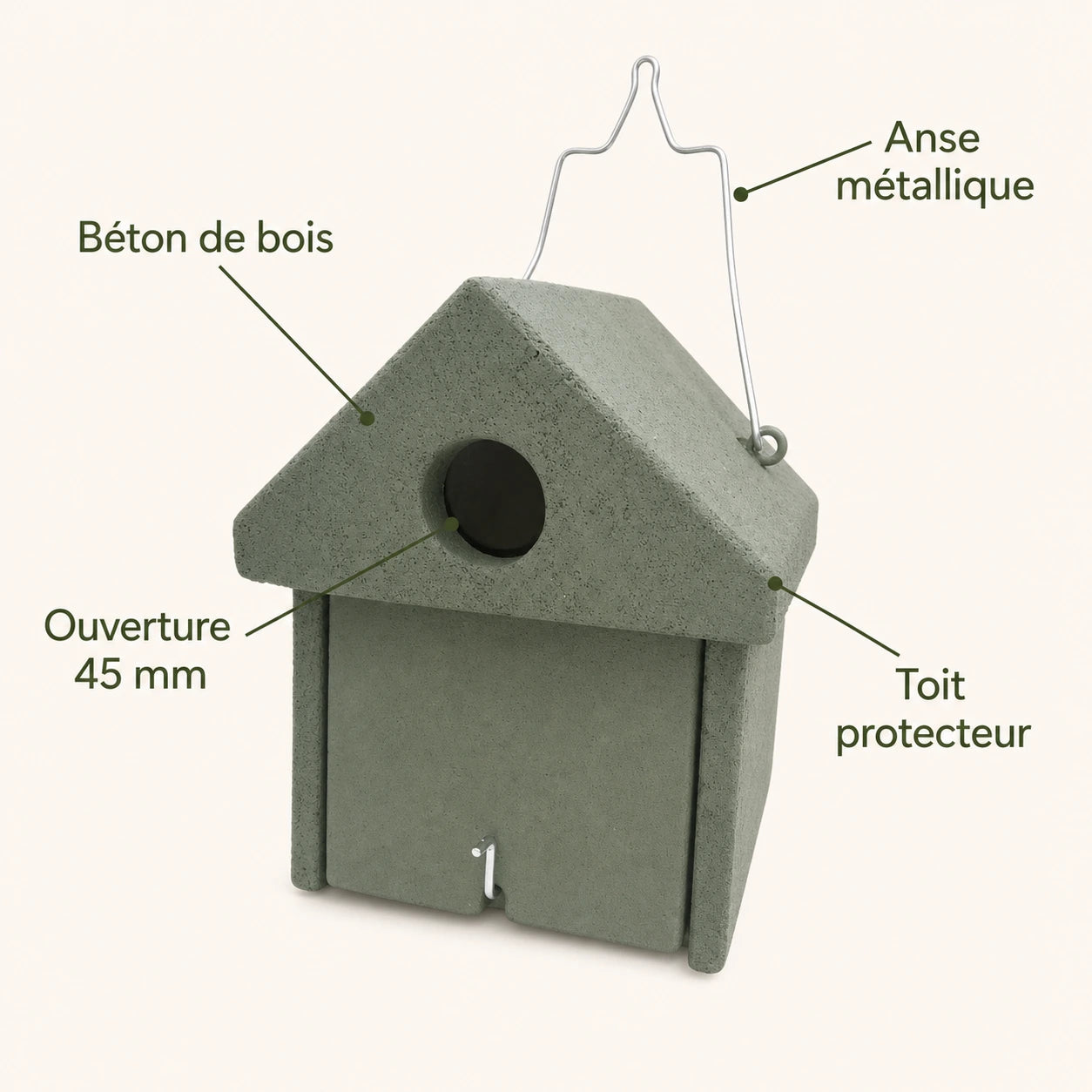 Birdhouse green entrance 45 mm — photo 4