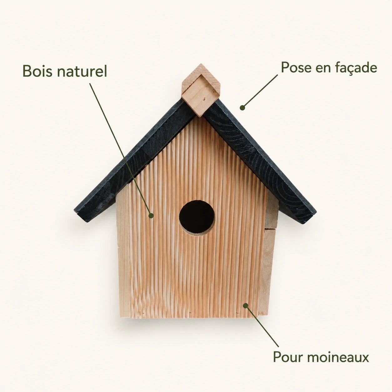 Birdhouse wall-mounted in wood natural — photo 4