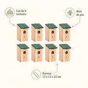 Set of 8 birdhouses in pine wood — photo 4