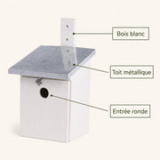 Birdhouse white with roof flat in zinc 32 mm — photo 4