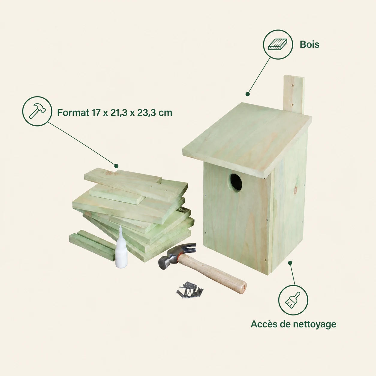 Kit birdhouse in wood with assemble — photo 4