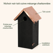 Birdhouse black with roof copper height 30 cm — photo 4