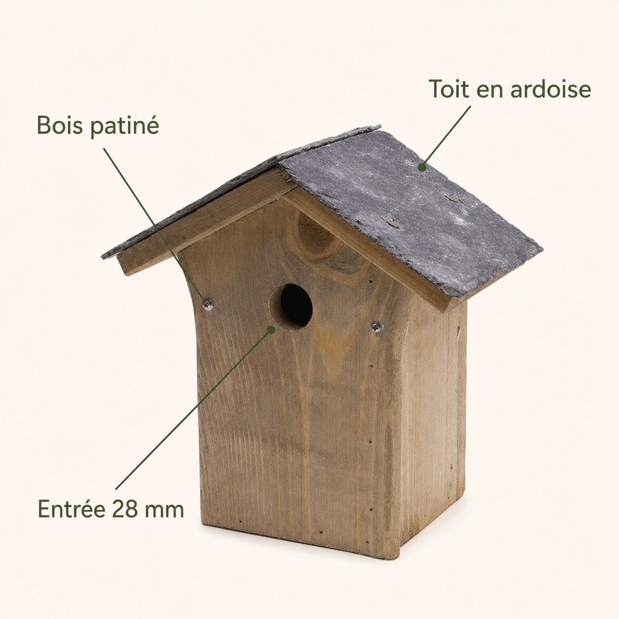 Birdhouse in slate entrance 28 mm — photo 4