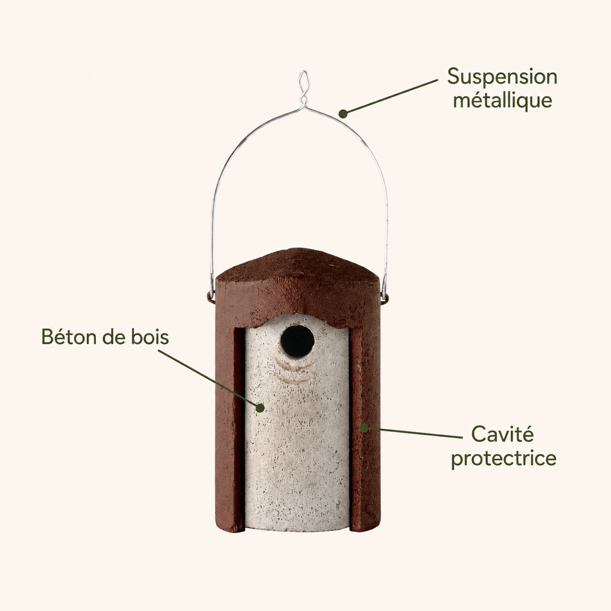 Birdhouse round in wood concrete — photo 4