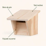Birdhouse semi-open in wood light with roof overhanging — photo 4