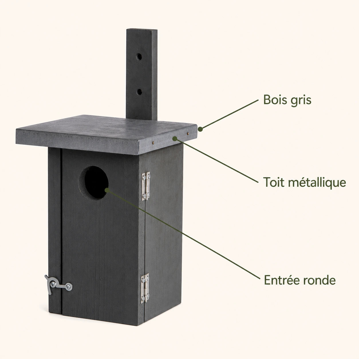 Birdhouse grey compact with roof flat 30 mm — photo 4
