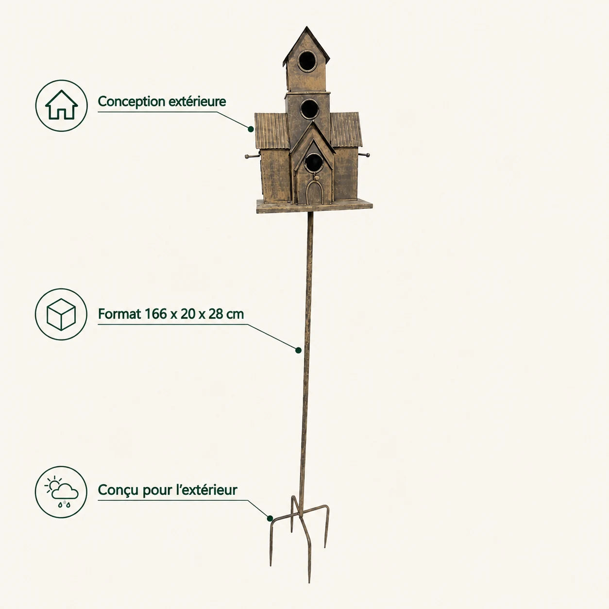 Large birdhouse birds house with plant 166x20x28cm — photo 4