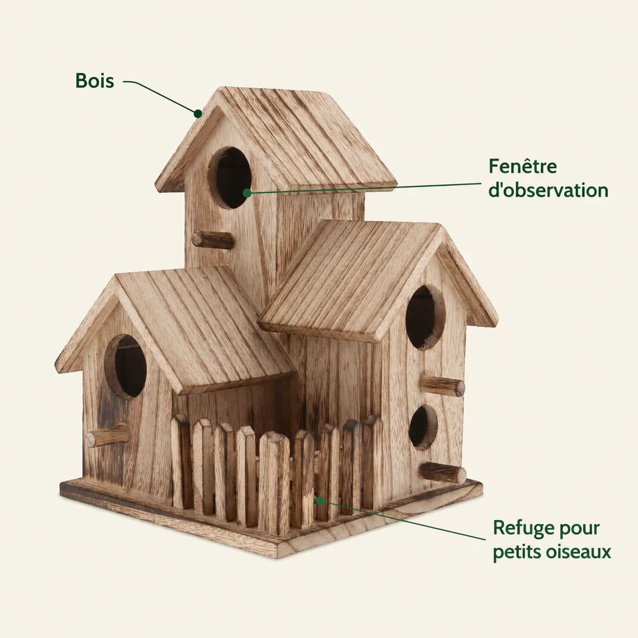 Birdhouse village wall-mounted in wood natural — photo 4