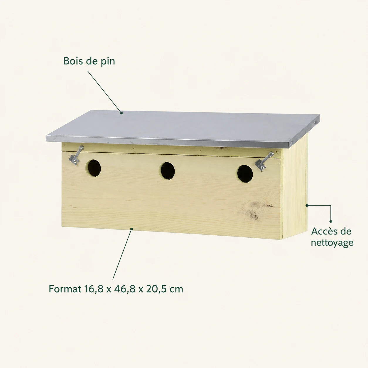 Birdhouse horizontal in wood pine FSC® — photo 4