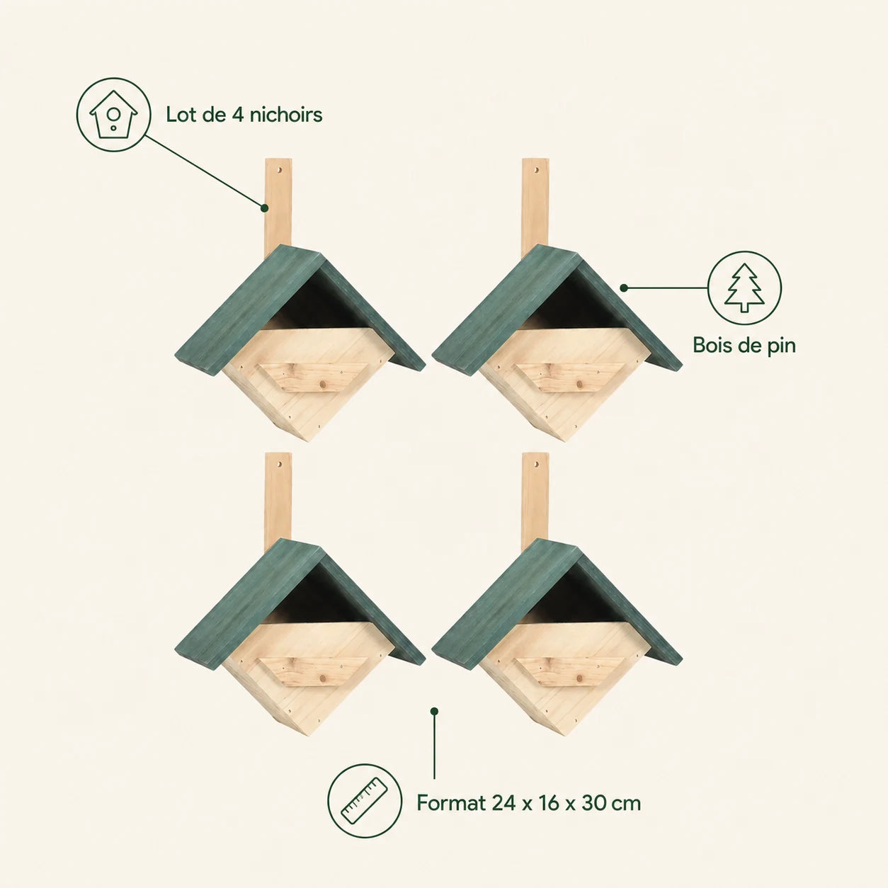 Set of 4 birdhouses 24 × 16 × 30 cm — photo 4