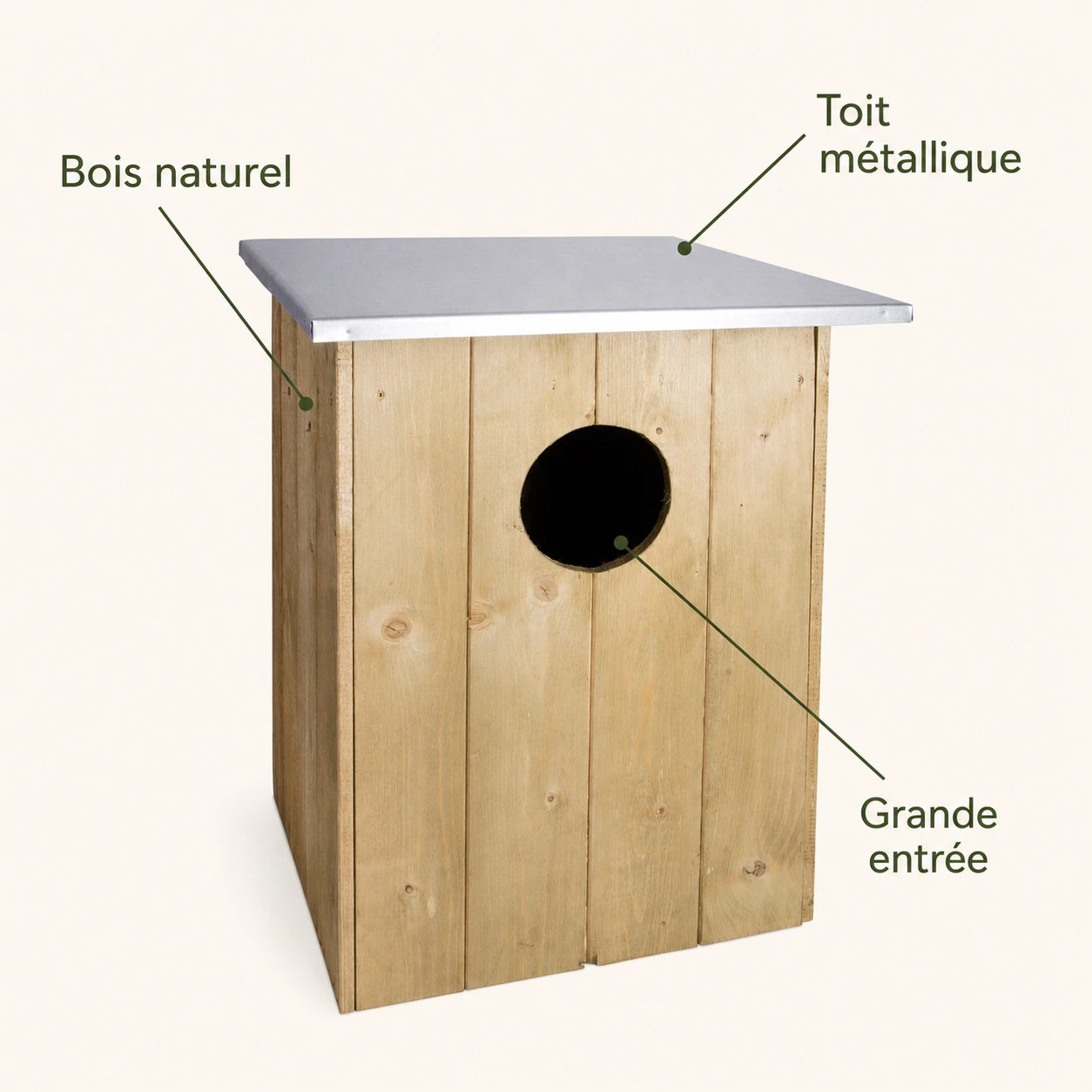 Birdhouse large volume in wood with roof flat of zinc — photo 4