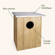 Birdhouse large volume in wood with roof flat of zinc — photo 4