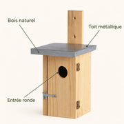Birdhouse in wood natural with zinc roof 30 mm — photo 4
