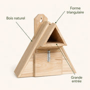 Birdhouse triangular in wood with entrance open — photo 4