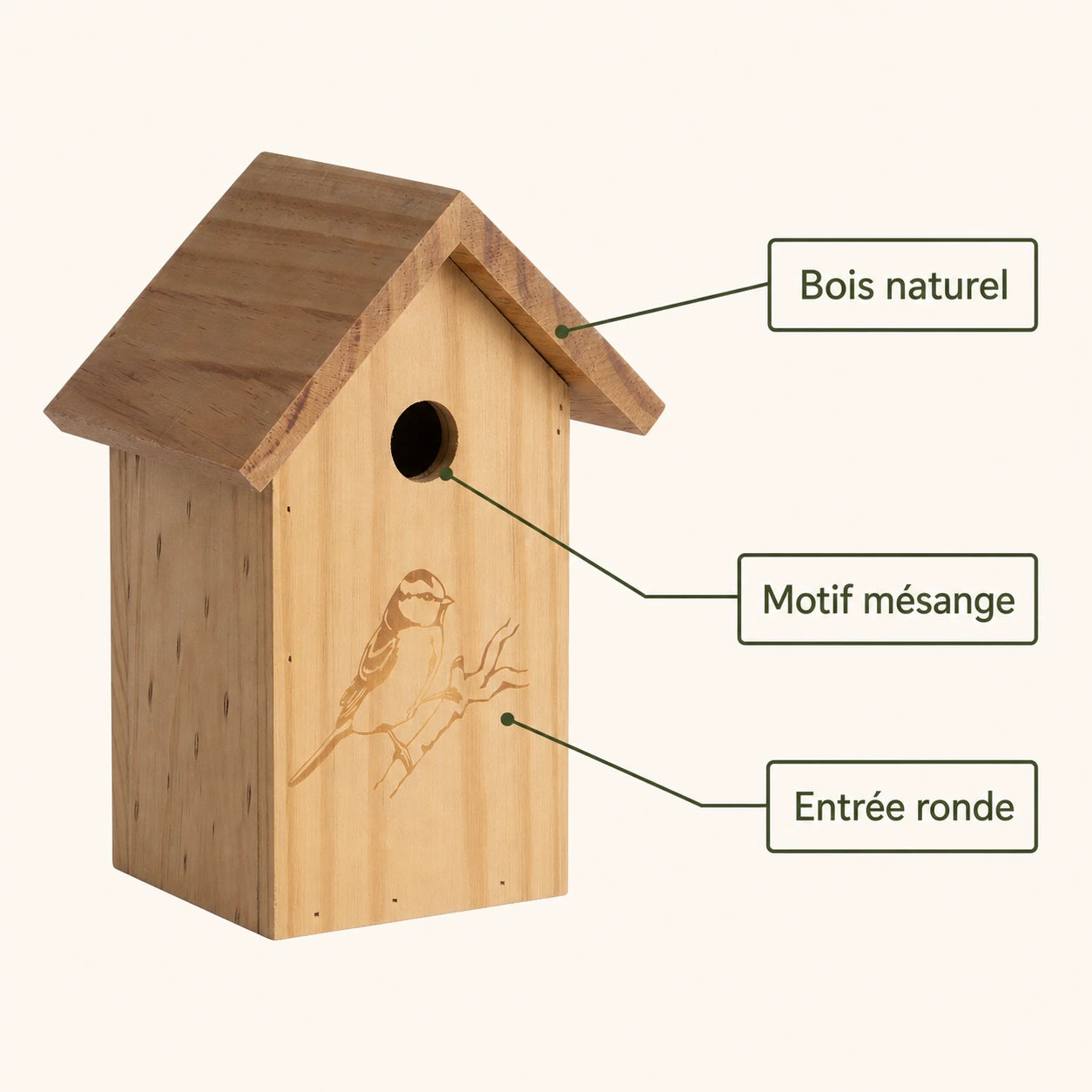 Birdhouse engraved with entrance 27 mm — photo 4