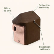 Birdhouse cubic in wood concrete with entrance tunnel 27 mm — photo 4