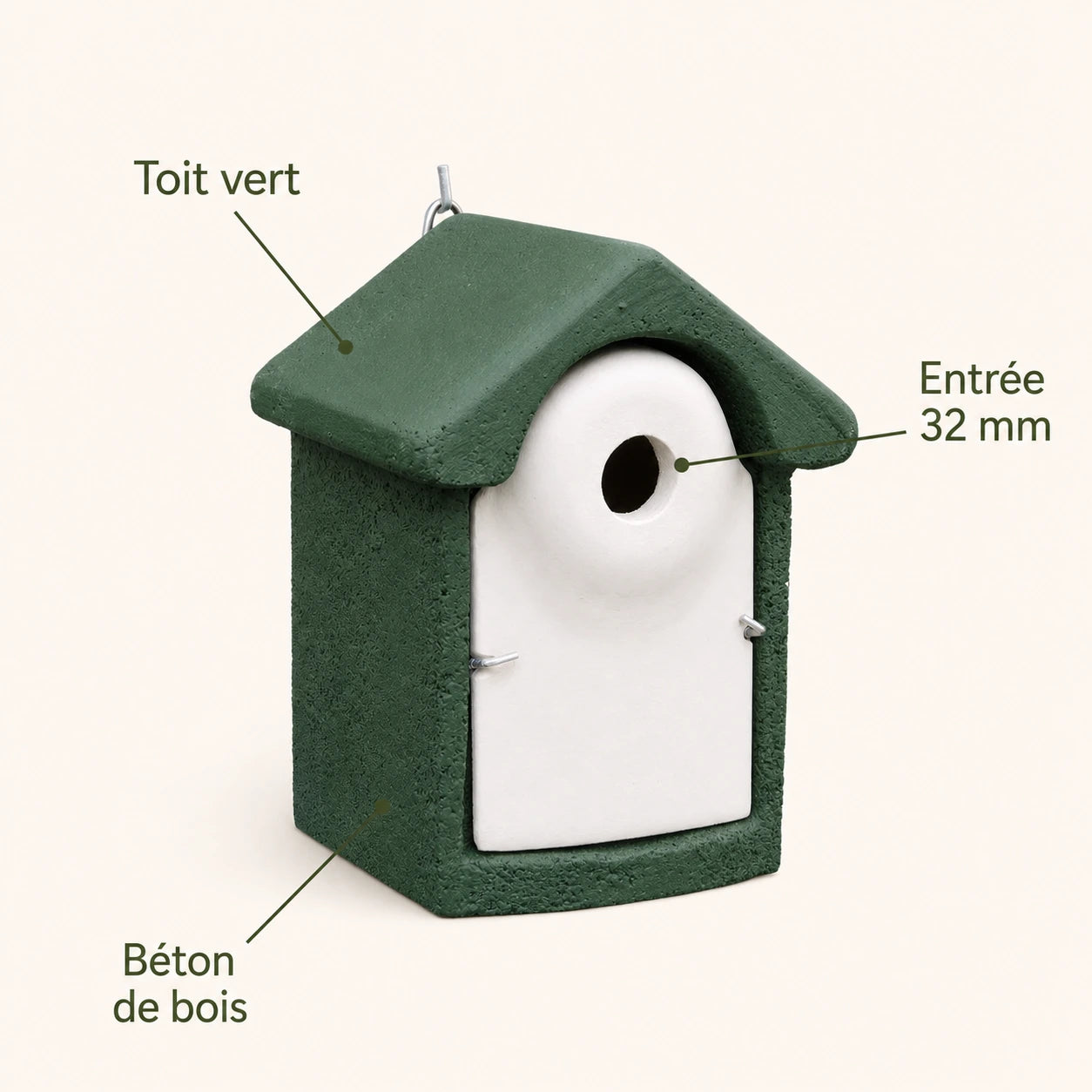 Birdhouse green in wood concrete 32 mm — photo 4