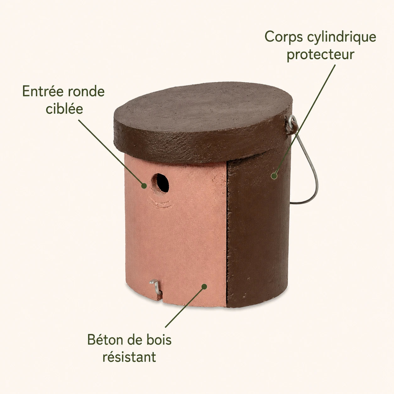 Birdhouse cylindrical with entrance round — photo 4