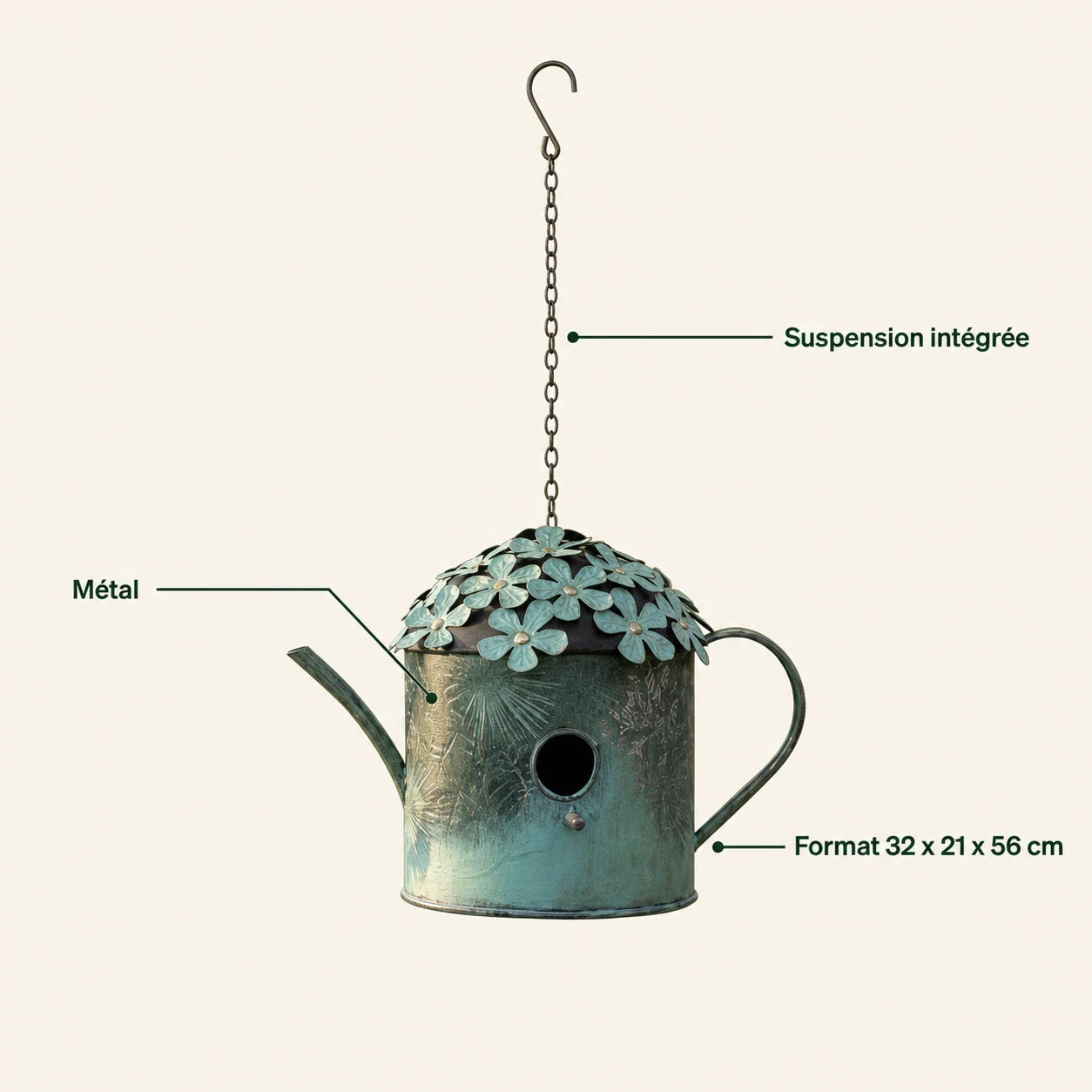 Birdhouse watering-can hanging — photo 4