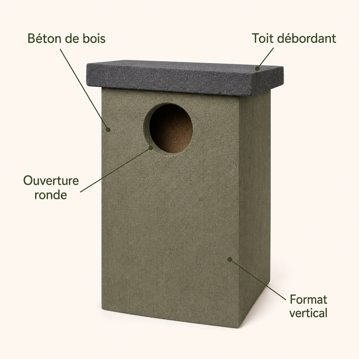 Birdhouse large volume in wood concrete — photo 4