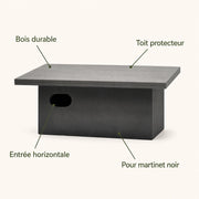 Birdhouse horizontal with roof black and entrance oval — photo 4