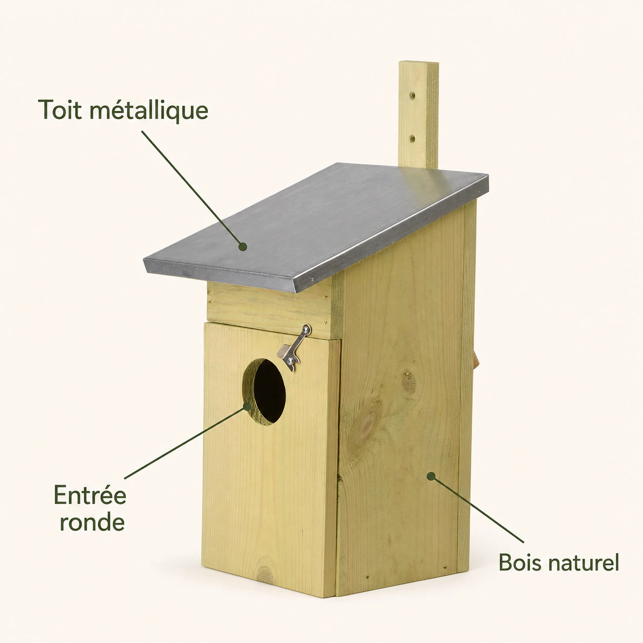Birdhouse with zinc roof entrance 50 mm — photo 4