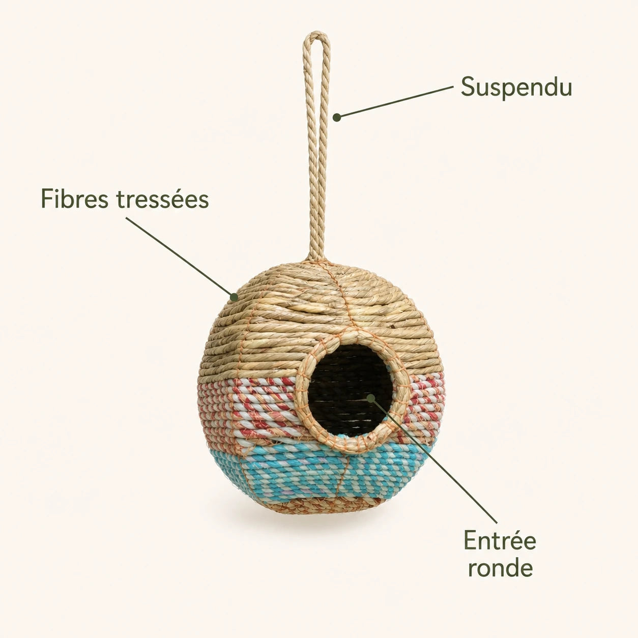 Birdhouse woven handcrafted in reed — photo 4