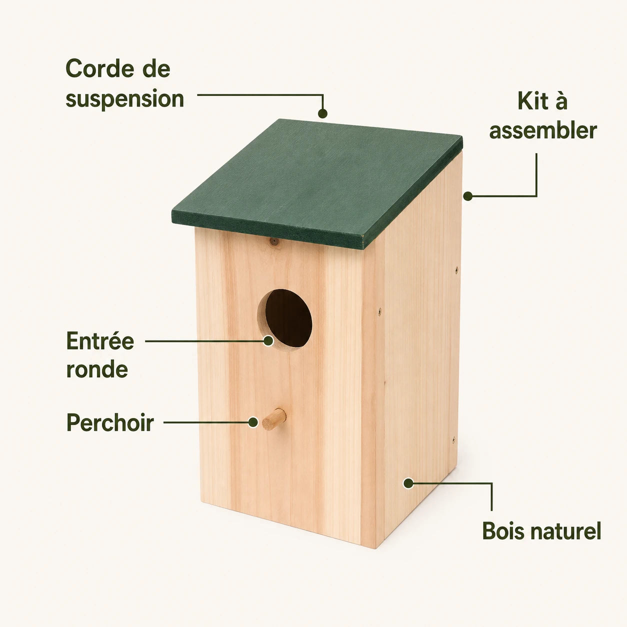 Birdhouse vertical with green roof — photo 3