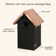 Birdhouse black with roof copper height 26 cm — photo 4