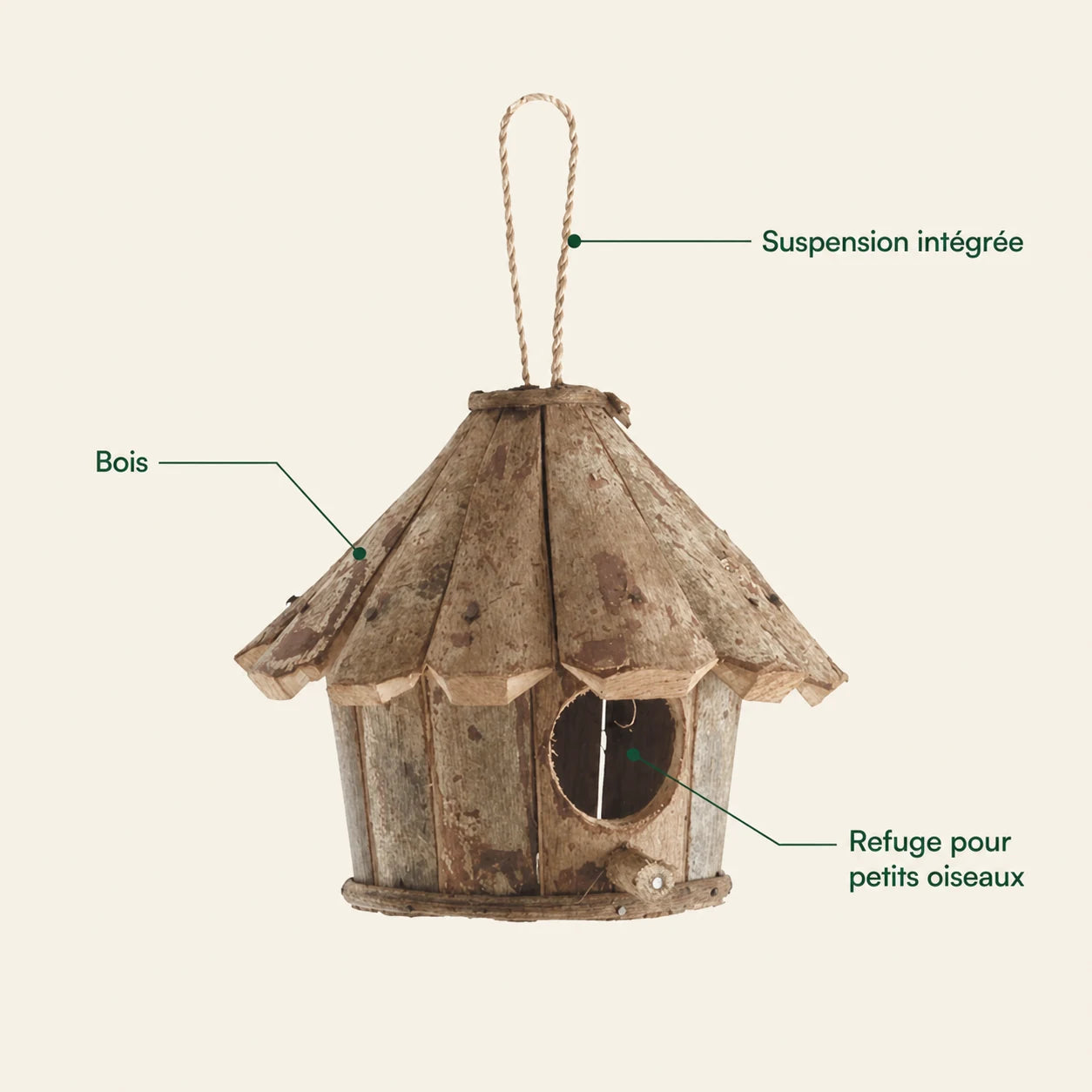 Birdhouse round in wood — photo 4