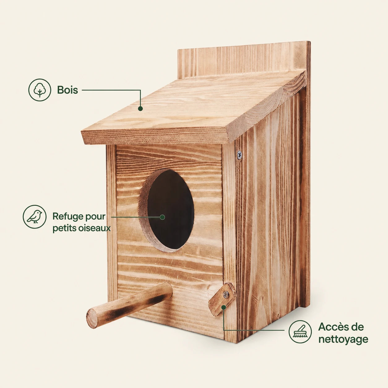 Birdhouse in wood with entrance of 60 mm — photo 4